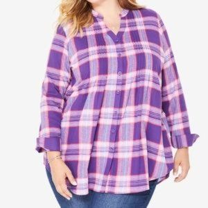 Women Within plaid flannel top size 1X
